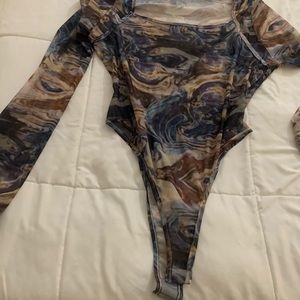 SHEIN sheer multicolored bodysuit never worn.